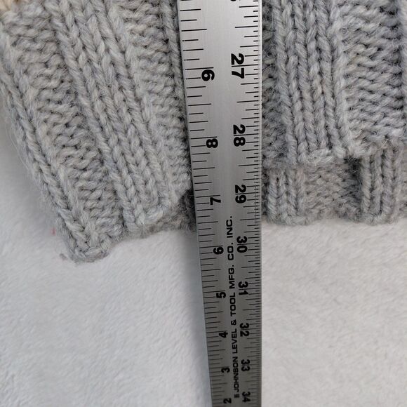 GAP Cable Knit Sweater Womens Size M Gray Cream Striped Wool Alpaca Shawl Collar - Picture 10 of 10